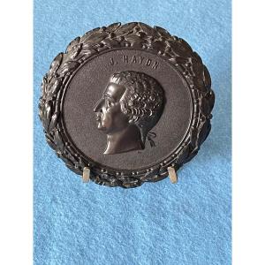 Grande Médaille  En Bois Durci  De Joseph Haydn  (1732 / 1809 ) éoque Napoléon III  19éme 