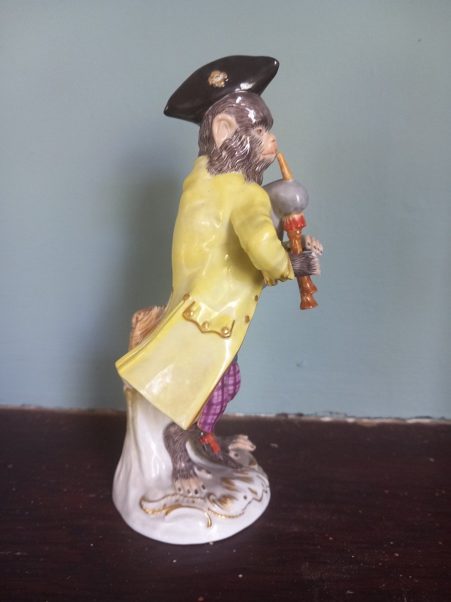 Manufacture De Meissen - Musician Monkey Bagpiper-photo-4