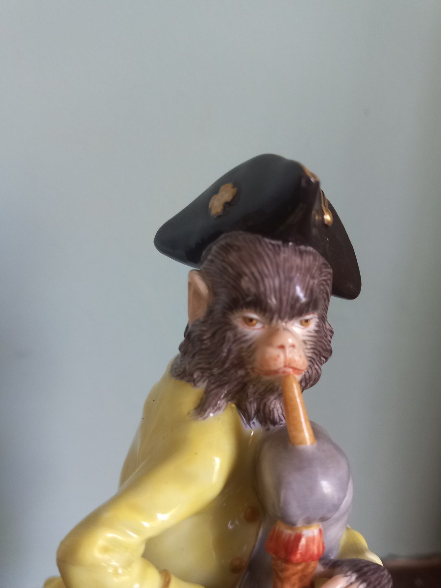 Manufacture De Meissen - Musician Monkey Bagpiper-photo-2