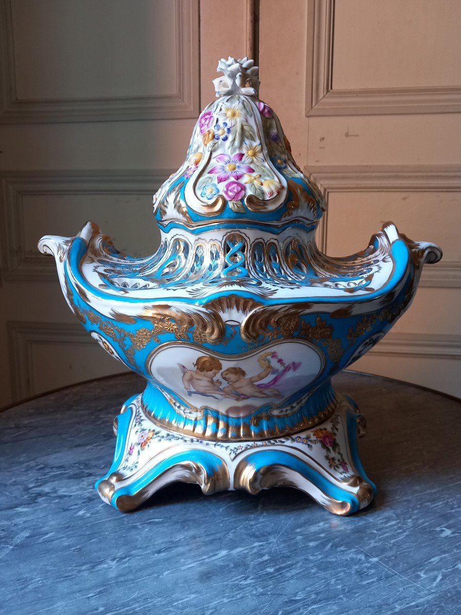 Sèvres Style - Pot Pourri Vase Porcelain (pot Pourri Gondole)-photo-3