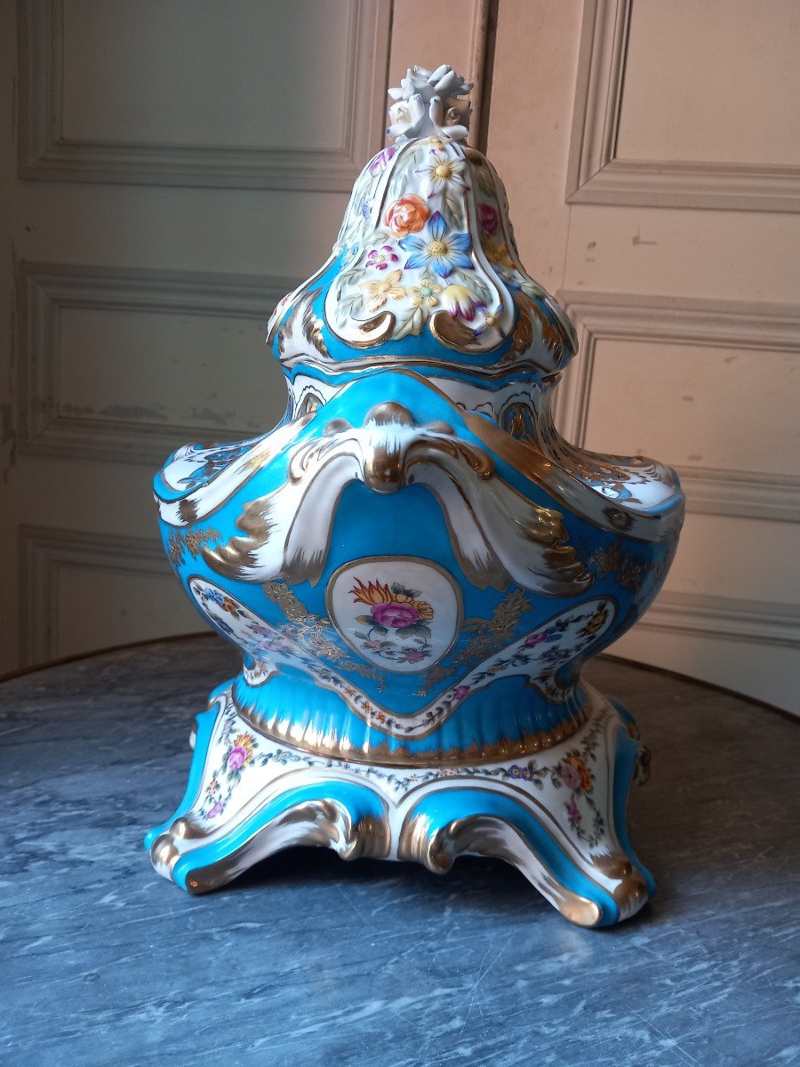 Sèvres Style - Pot Pourri Vase Porcelain (pot Pourri Gondole)-photo-4