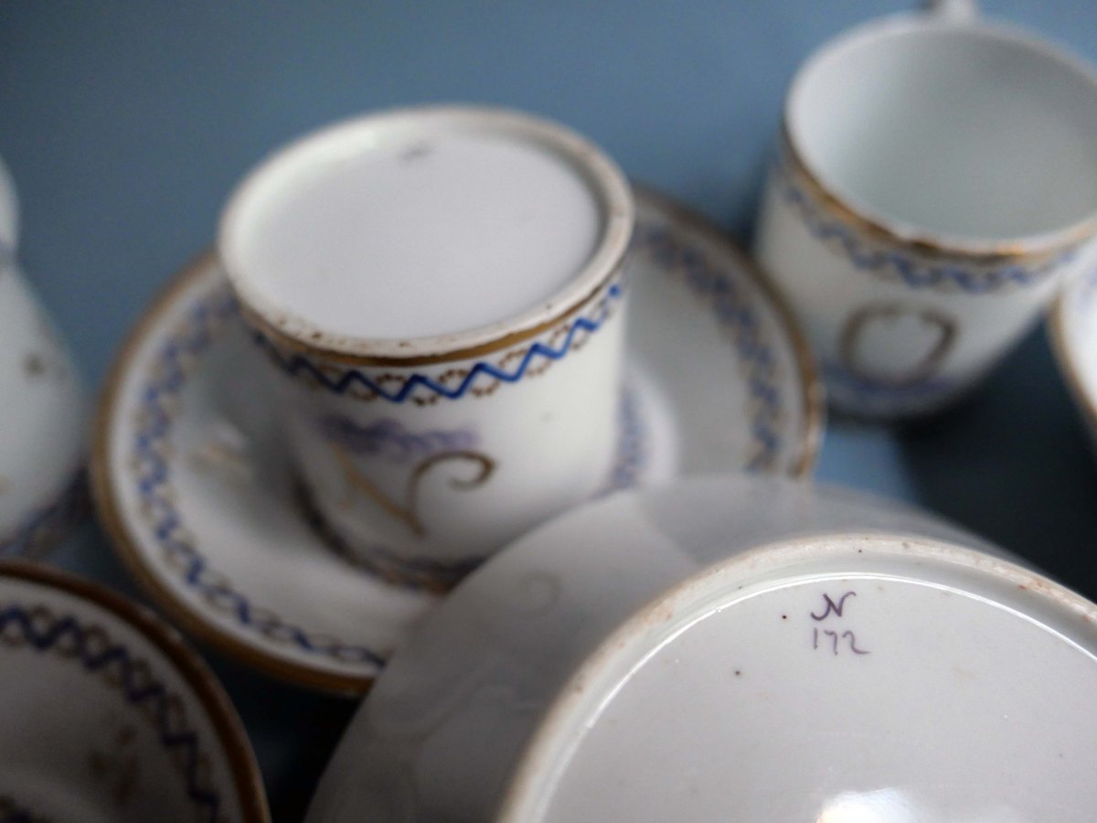 Niderviller  - trois Tasses Litron Et Sous Tasses En Porcelaine Dure  XVIIIe Siècle-photo-2