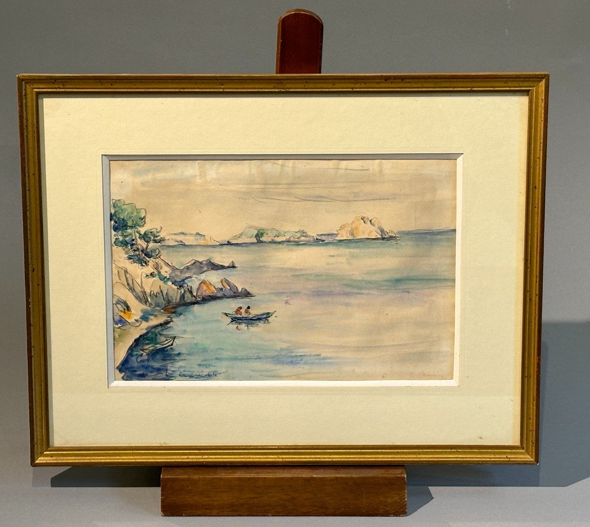 Edouard Bouin, Watercolor View Of Cancale -photo-2