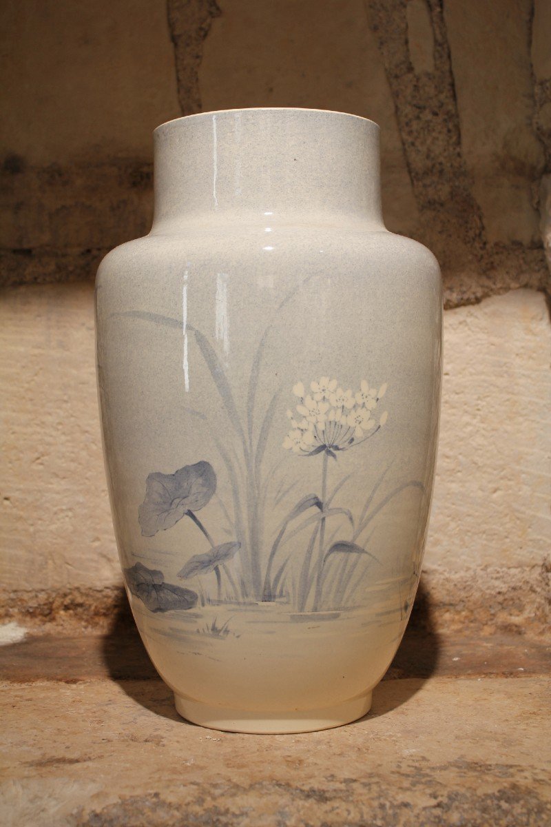 Grand Vase En Faïence De Lunéville (keller Et Guérin) Entre 1900 Et 1920-photo-1