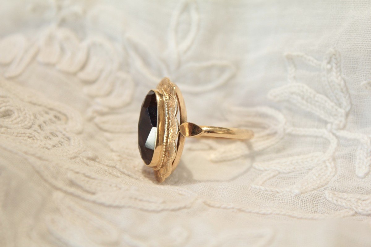 Bague Marquise Or Jaune Et Grenat Taille De Doigt 54-photo-1