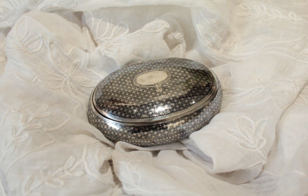 Niello Silver Box With Cross Motifs Late 19th Century-photo-2