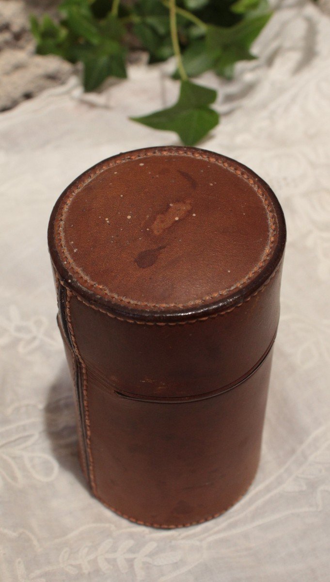 4 Bottles In A Leather Case Early 20th Century-photo-4