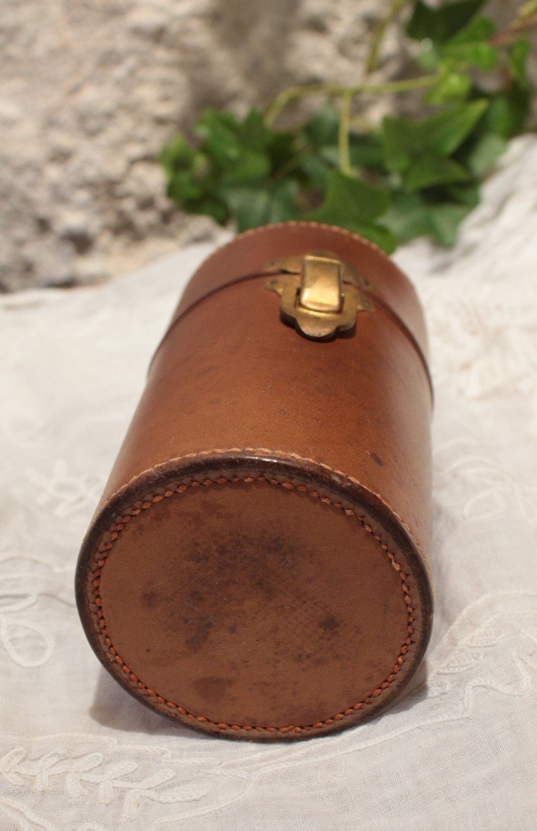 4 Bottles In A Leather Case Early 20th Century-photo-5