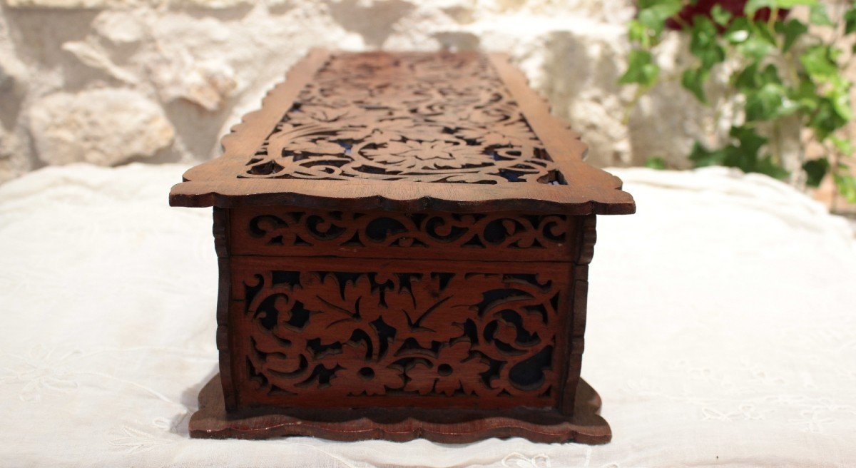 Large Openwork Wooden Box Circa 1900-photo-3