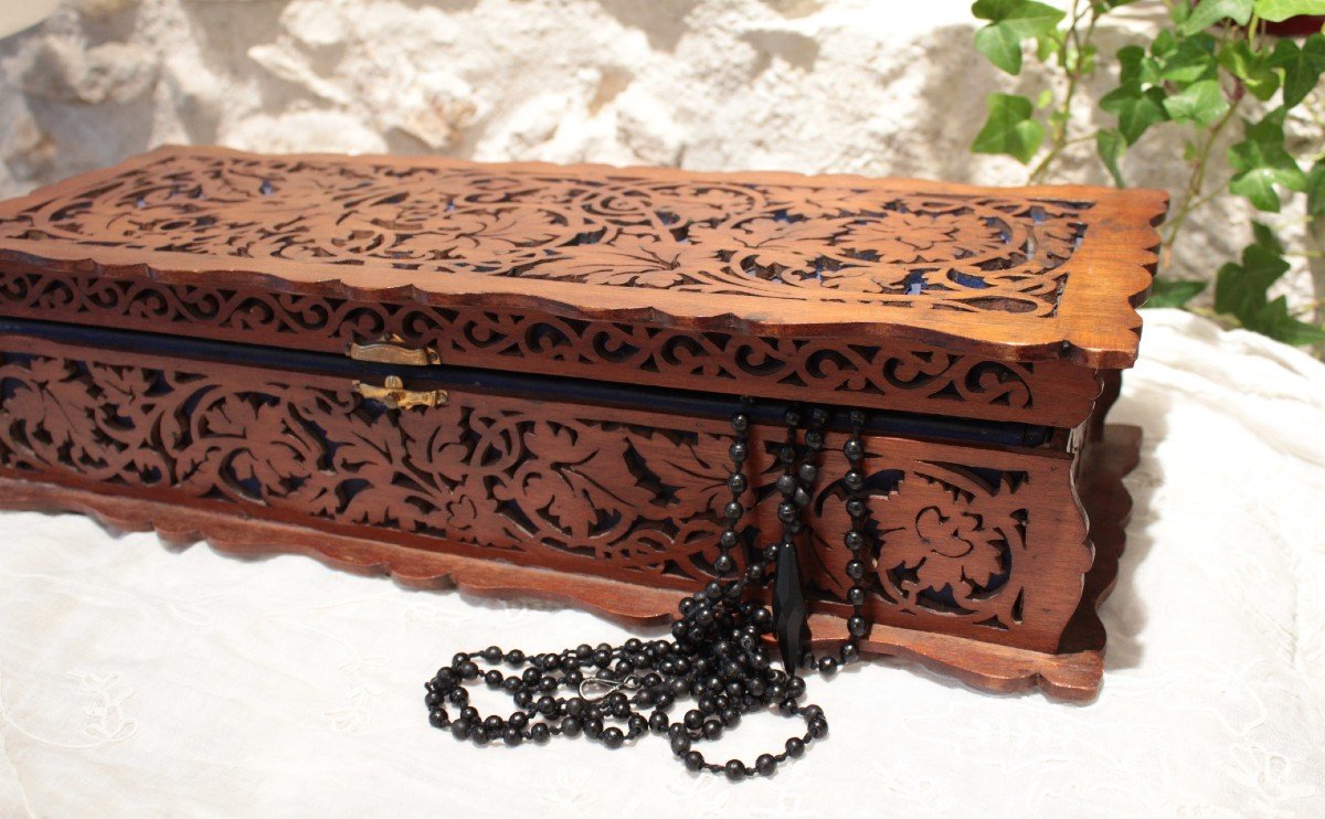 Large Openwork Wooden Box Circa 1900-photo-4