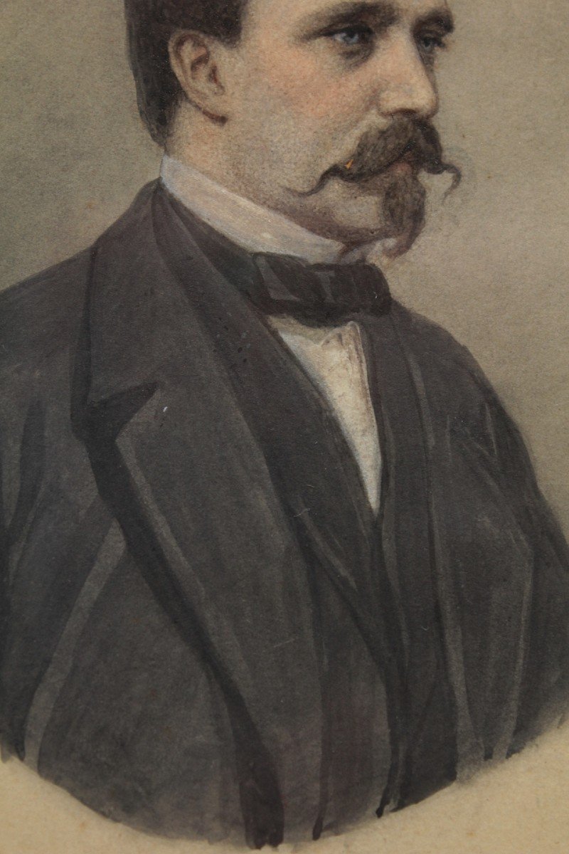 Dessin 'portrait De Charles Morin' Signée M. Parmentier Vers 1870-photo-4