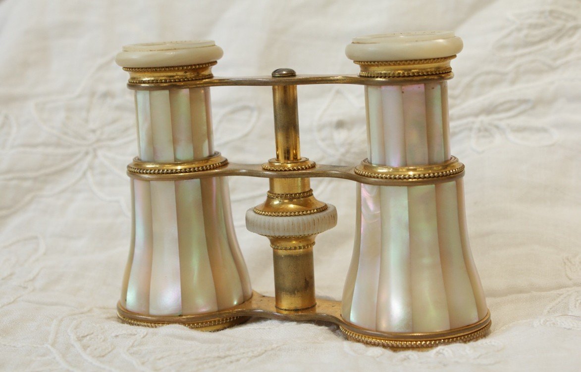 Pair Of Mother-of-pearl Theater Binoculars Maison Crosti Bordeaux Late 19th Century-photo-3