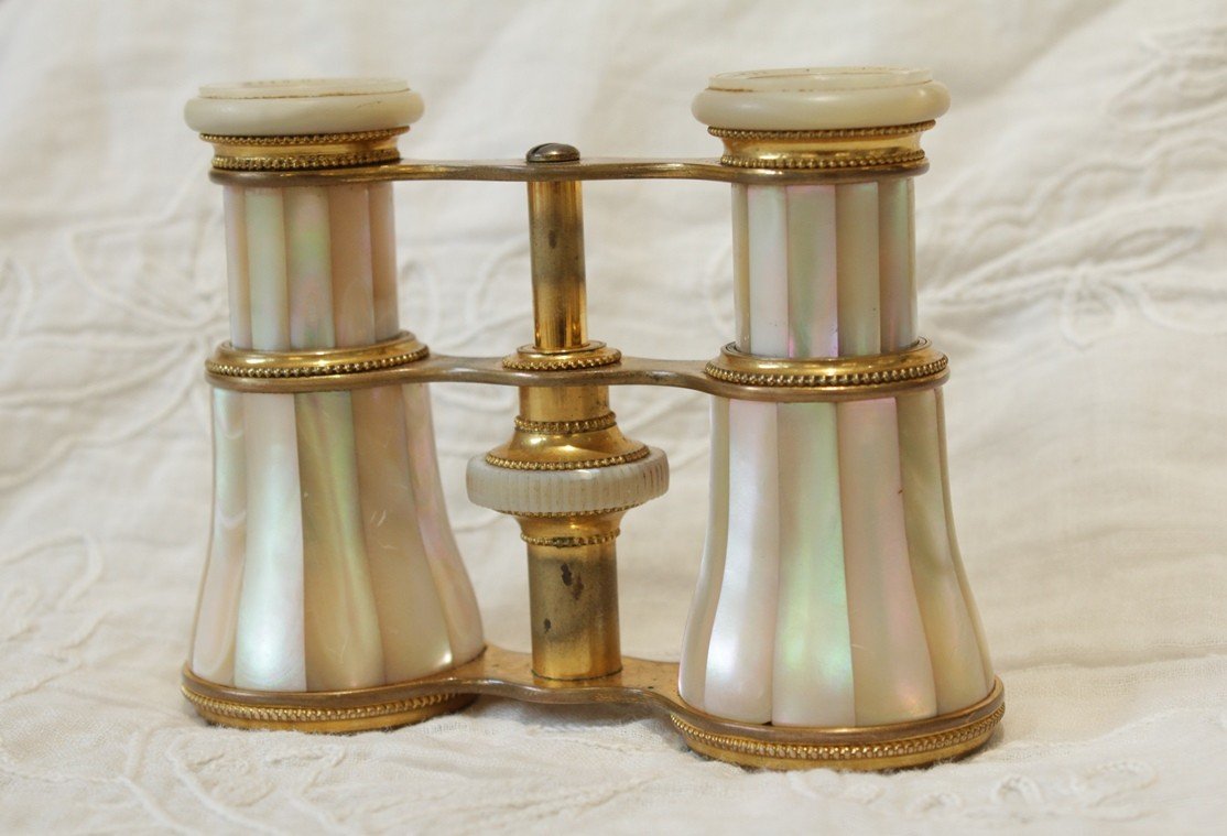 Pair Of Mother-of-pearl Theater Binoculars Maison Crosti Bordeaux Late 19th Century-photo-4