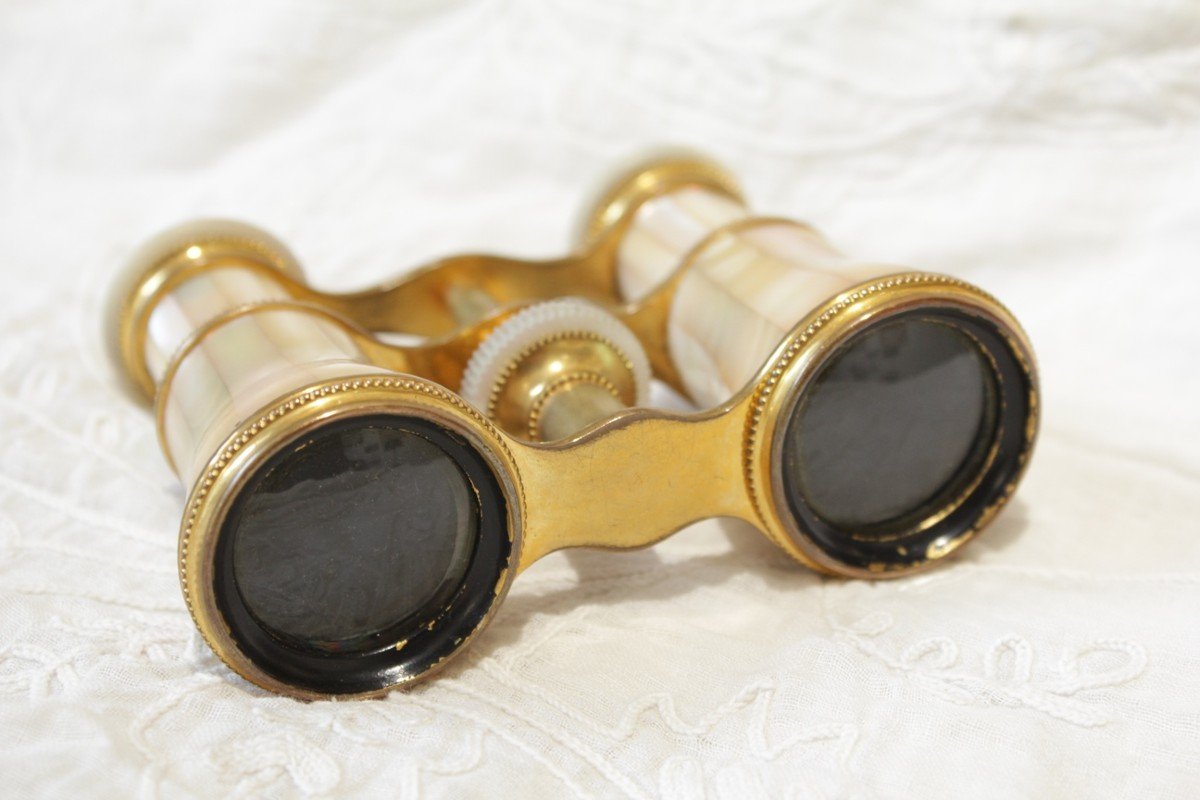 Pair Of Mother-of-pearl Theater Binoculars Maison Crosti Bordeaux Late 19th Century-photo-3