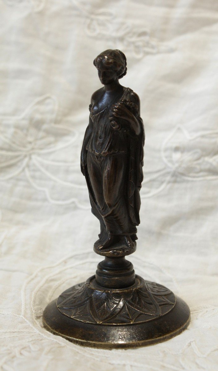 Bronze Sculpture 'antique Draped Woman' Late 19th Century-photo-2