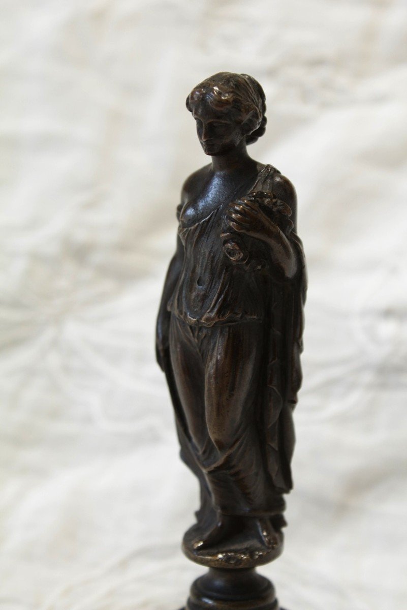 Bronze Sculpture 'antique Draped Woman' Late 19th Century-photo-3