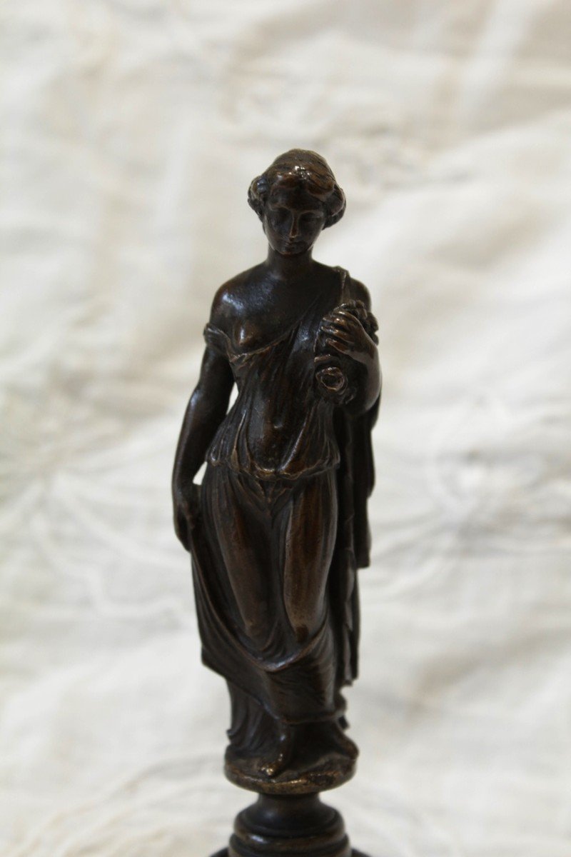 Bronze Sculpture 'antique Draped Woman' Late 19th Century-photo-4
