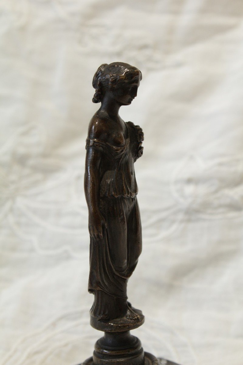 Bronze Sculpture 'antique Draped Woman' Late 19th Century-photo-1