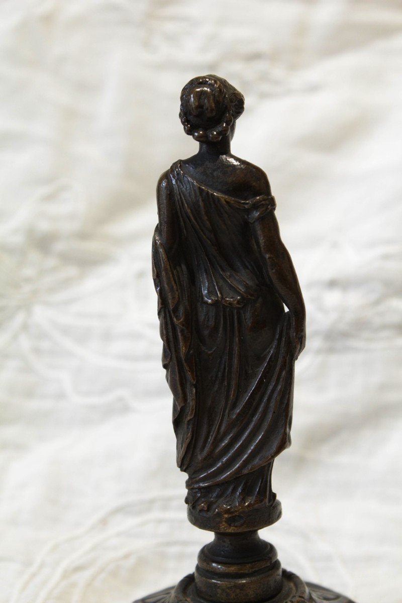 Bronze Sculpture 'antique Draped Woman' Late 19th Century-photo-2