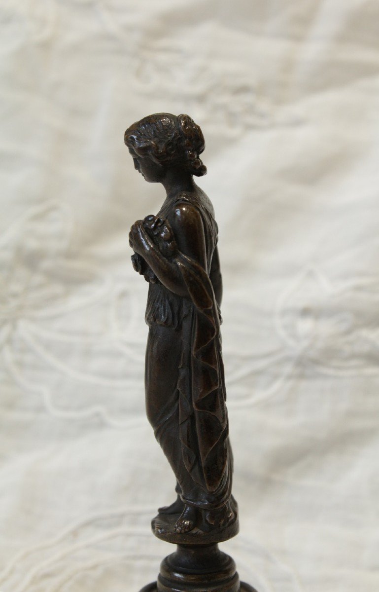 Bronze Sculpture 'antique Draped Woman' Late 19th Century-photo-3