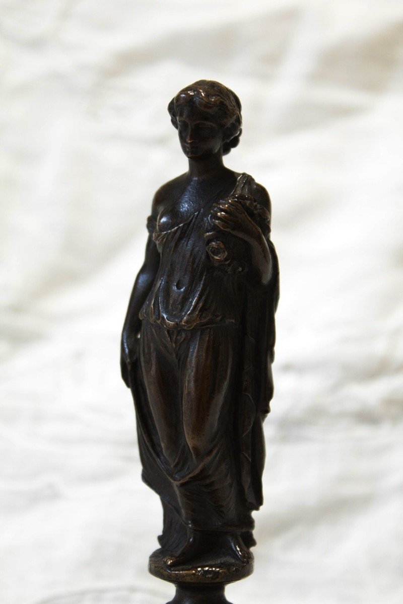 Bronze Sculpture 'antique Draped Woman' Late 19th Century-photo-5
