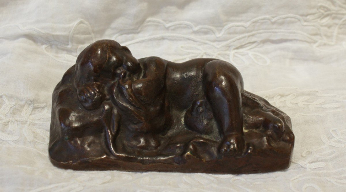 Bronze Sculpture 'the Sleeping Child' 19th Century