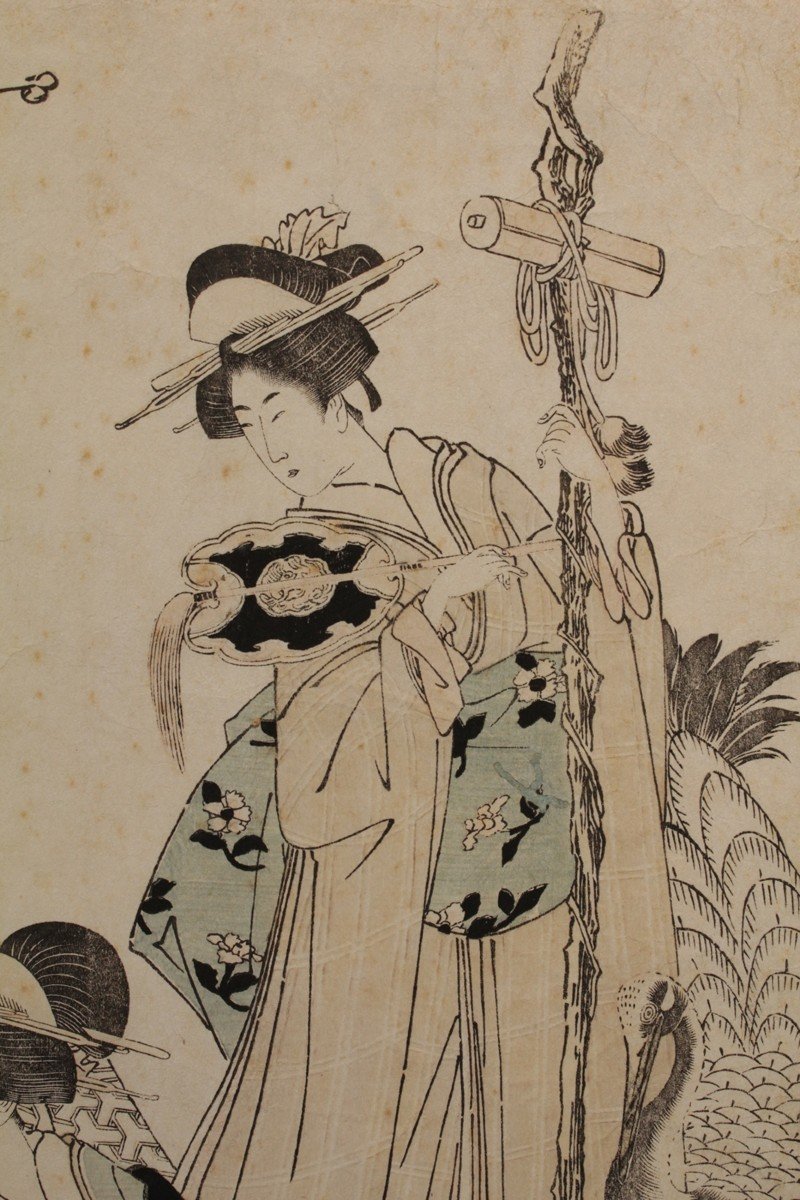 Estampe Japonaise 'les 3 Beautés' De Toyokuni I (1769-1825)-photo-4