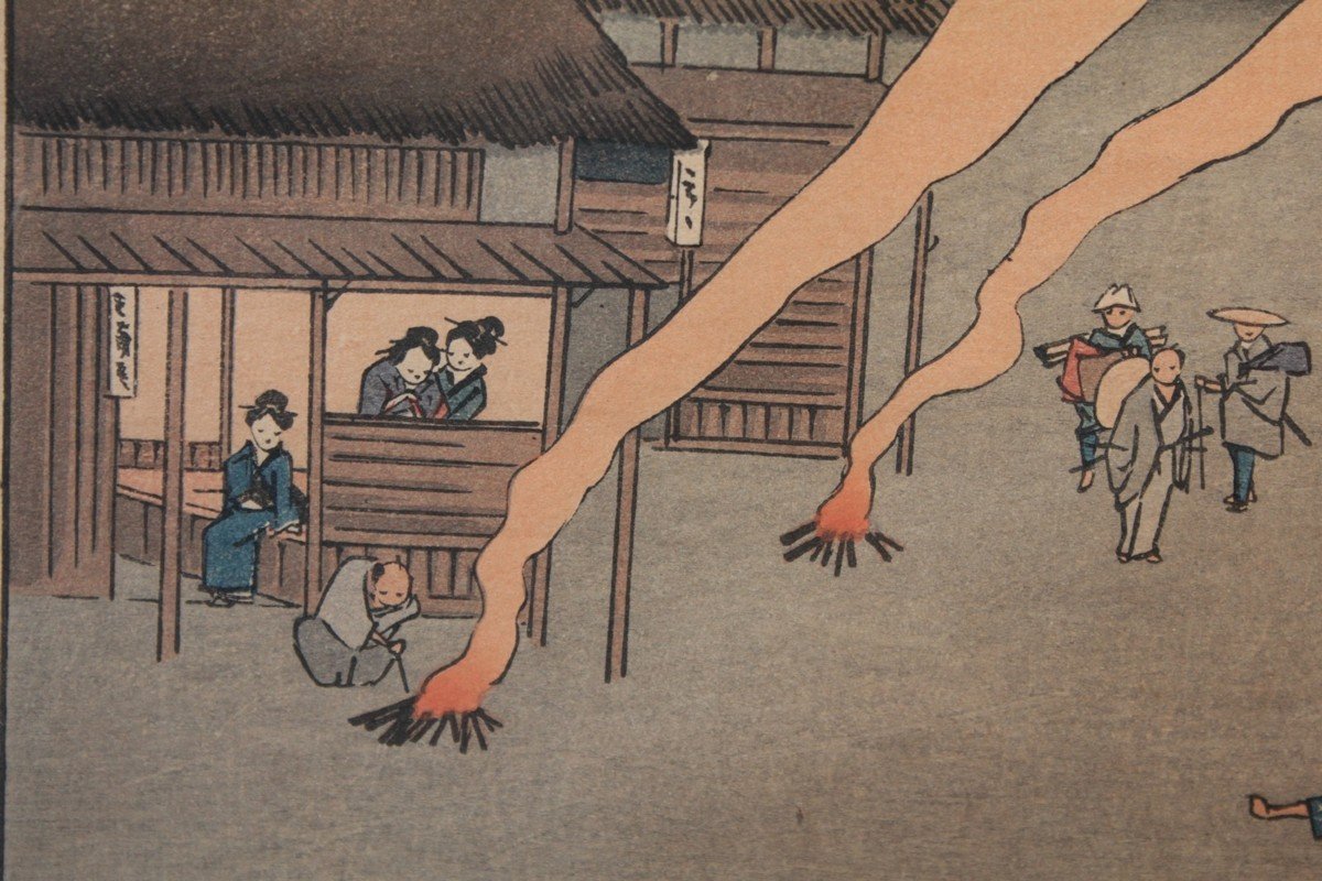 Japanese Print 'festival At Atsuta Shrine' Hiroshige Early 20th Century-photo-4