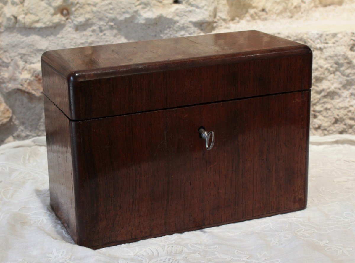 Travel Tea Box In Amaranth Veneer And Its 3 Bottles, 19th Century Period-photo-2