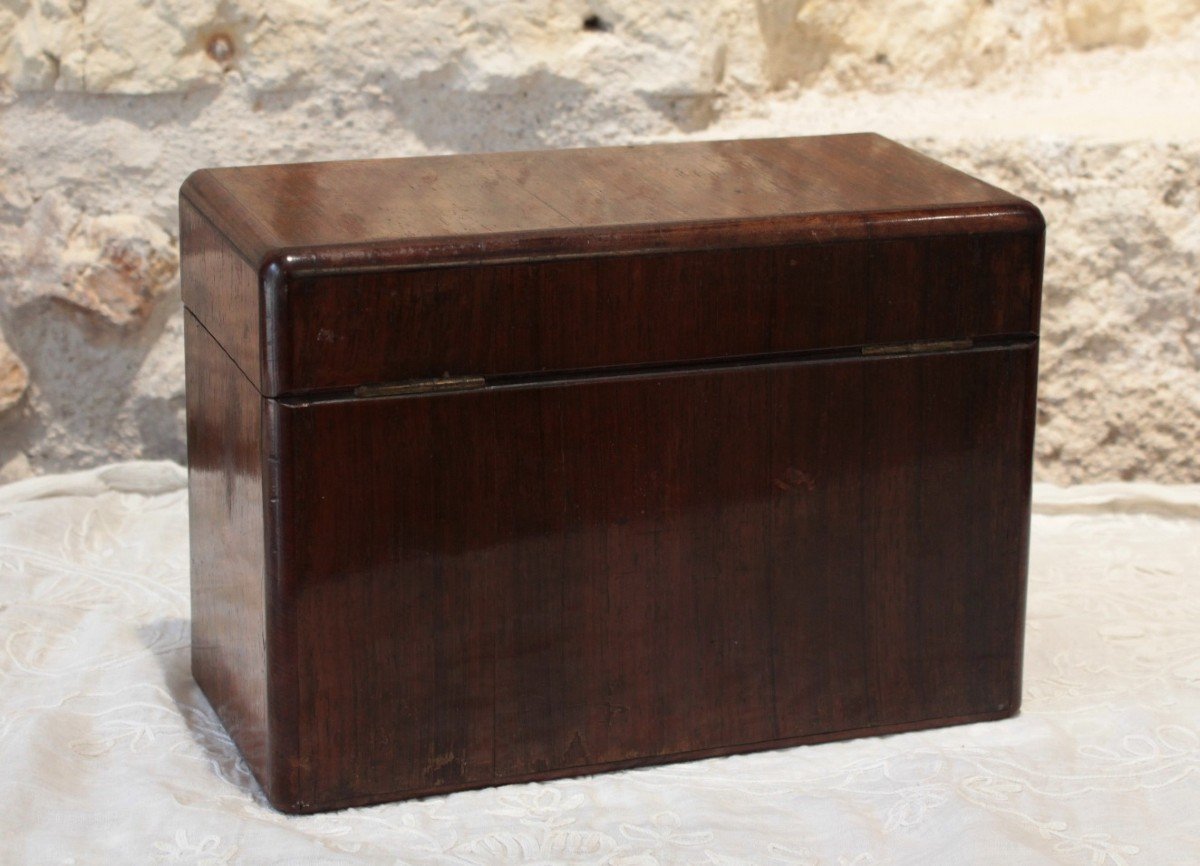 Travel Tea Box In Amaranth Veneer And Its 3 Bottles, 19th Century Period-photo-4