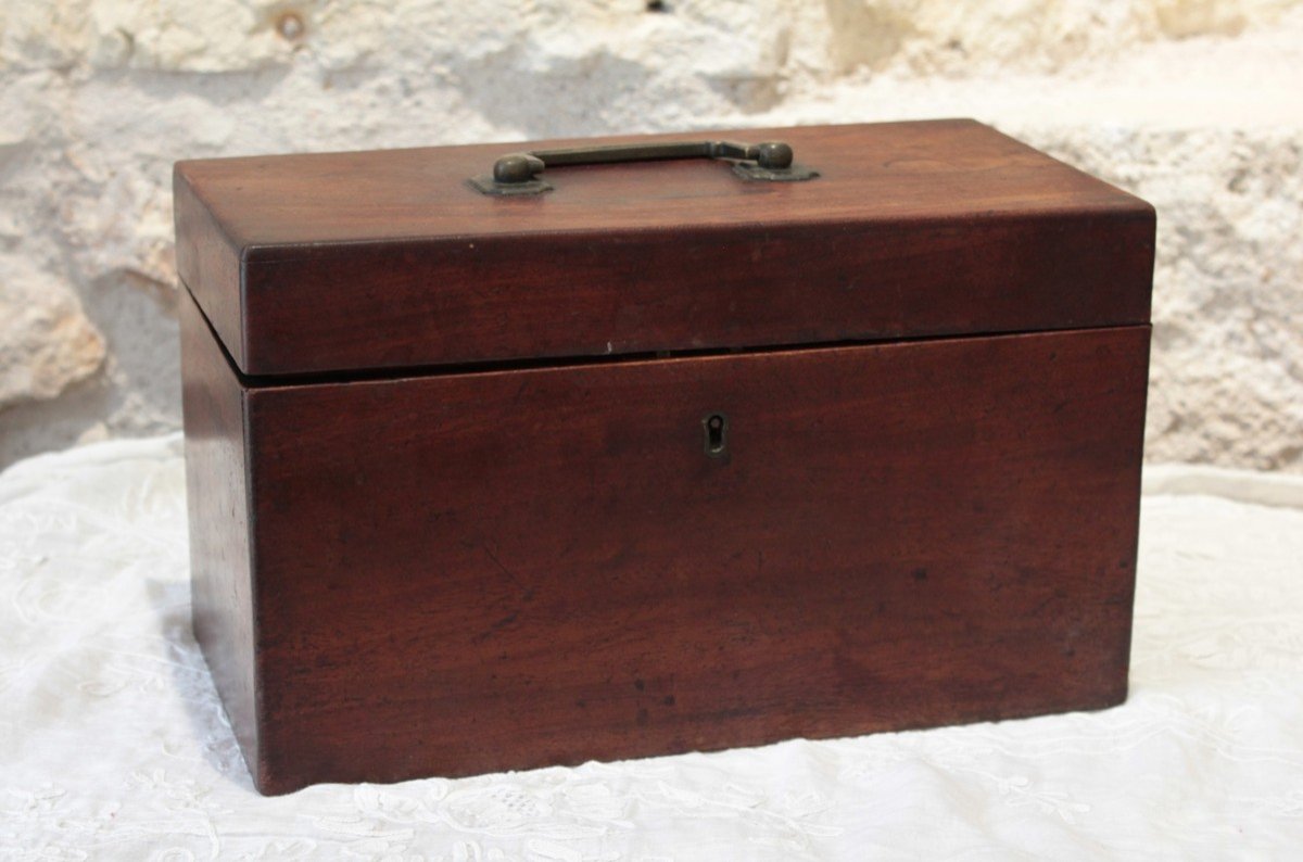 Mahogany Tea Box With Its Glass Mixer 19th Century-photo-5