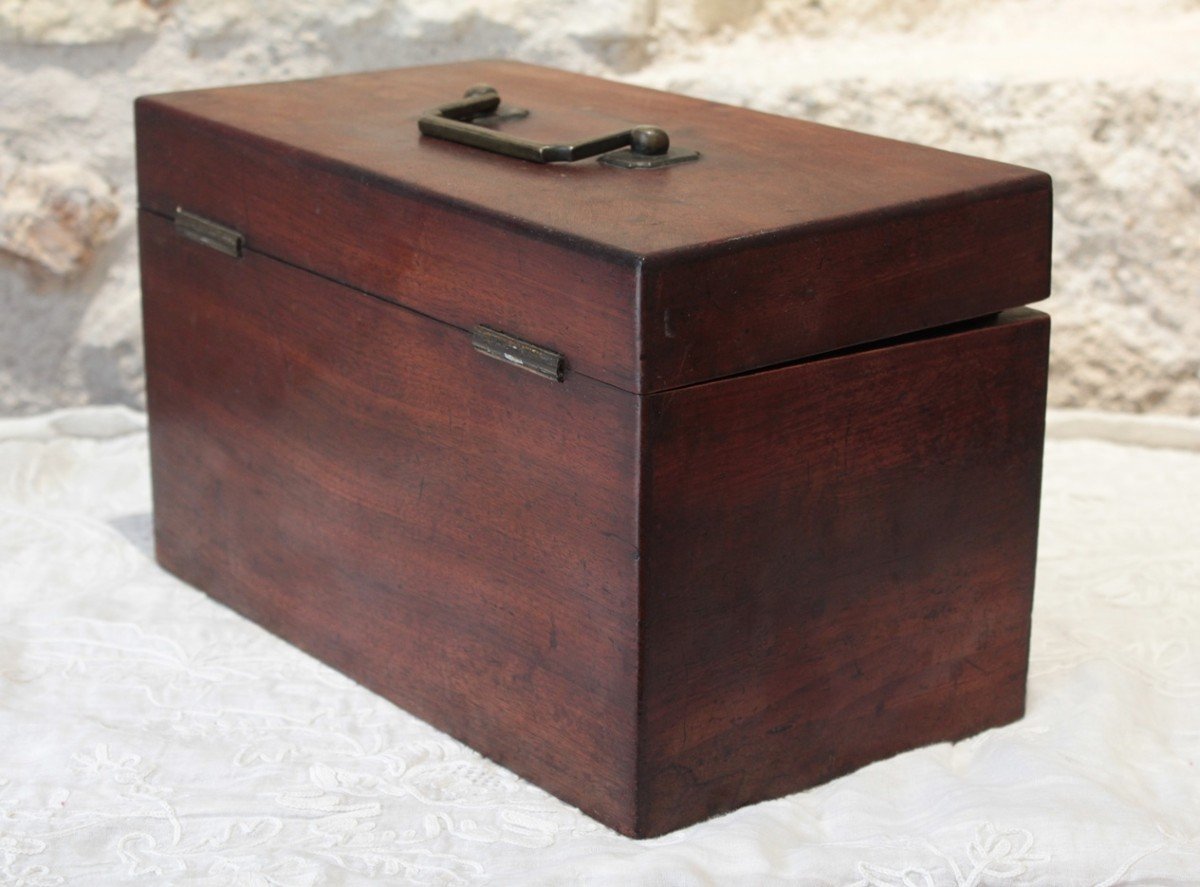 Mahogany Tea Box With Its Glass Mixer 19th Century-photo-6