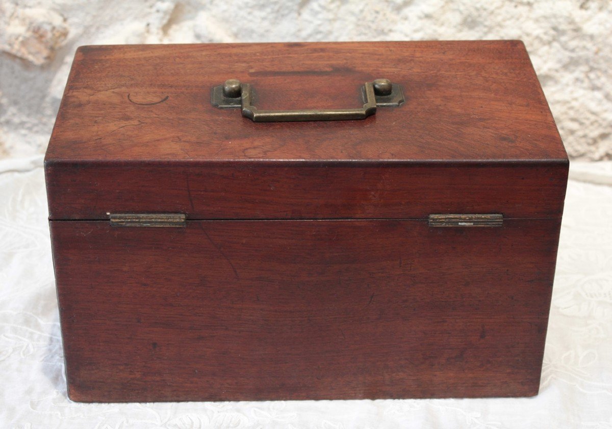 Mahogany Tea Box With Its Glass Mixer 19th Century-photo-7