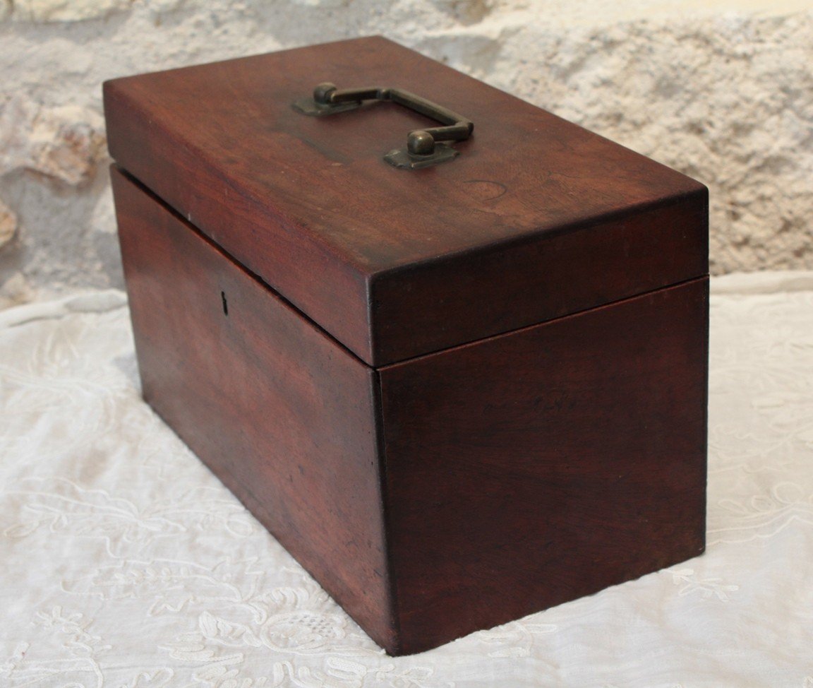 Mahogany Tea Box With Its Glass Mixer 19th Century-photo-8