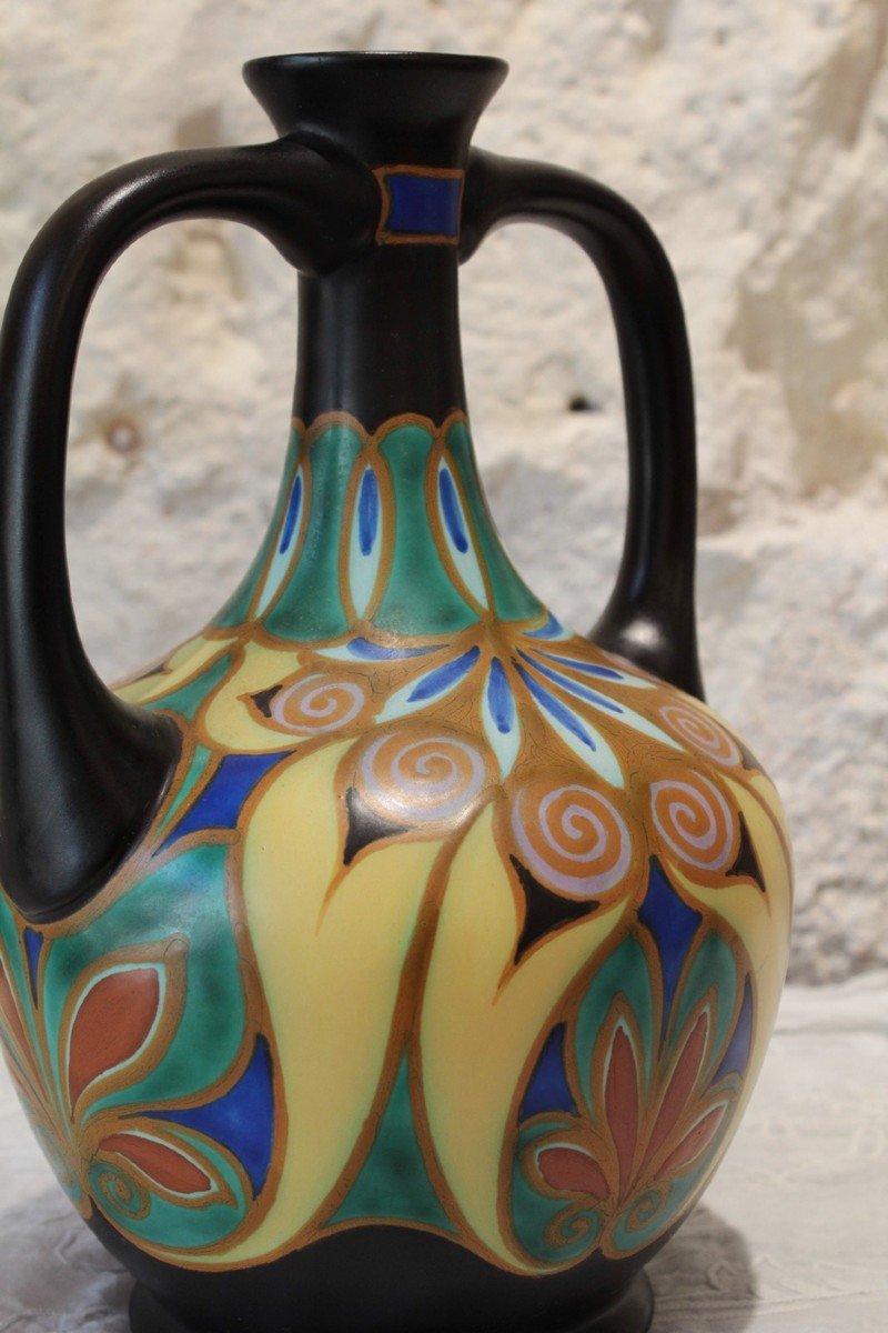 Two-handled Vase In Glazed Ceramic, Holland, Circa 1930 -photo-4