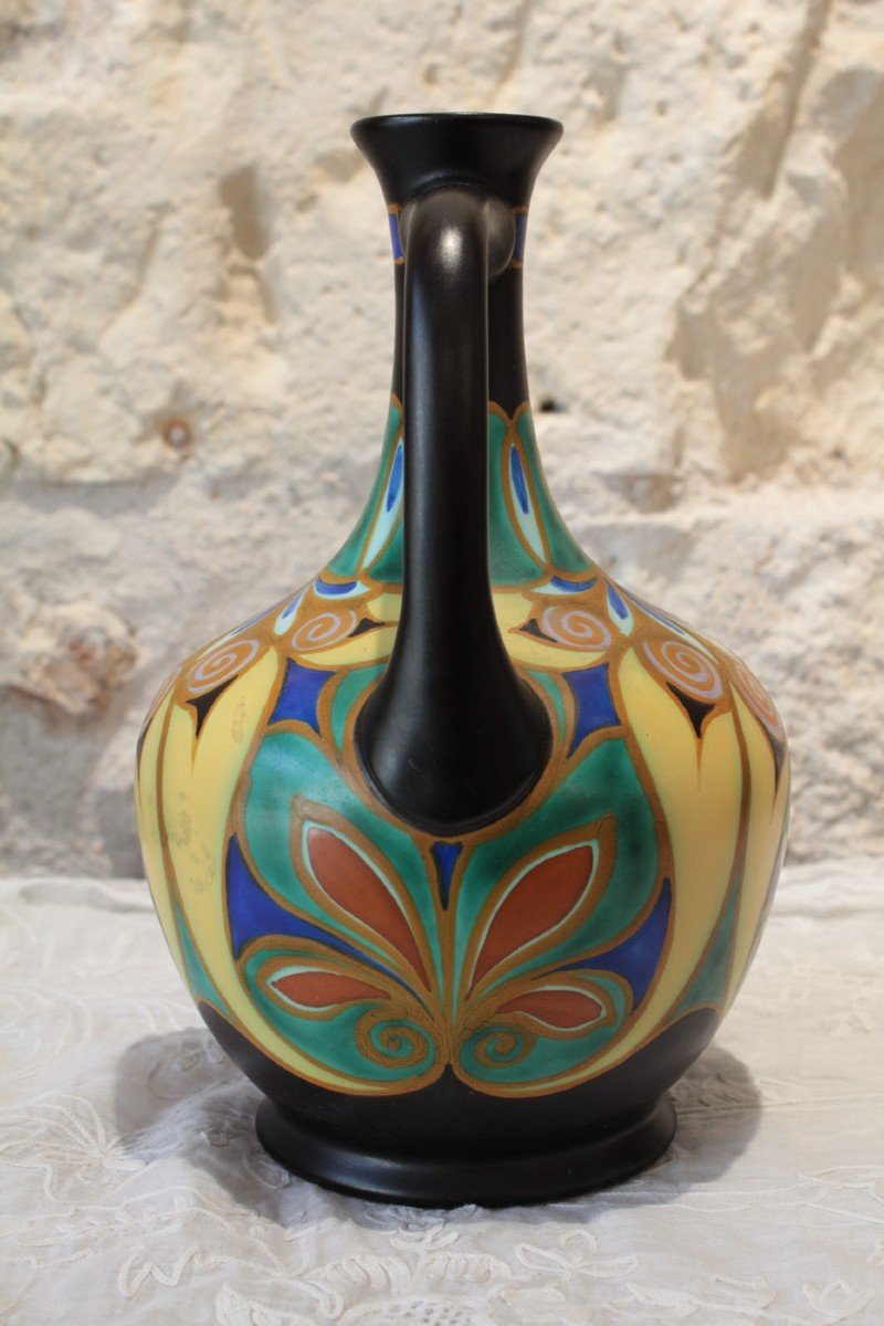 Two-handled Vase In Glazed Ceramic, Holland, Circa 1930 -photo-1