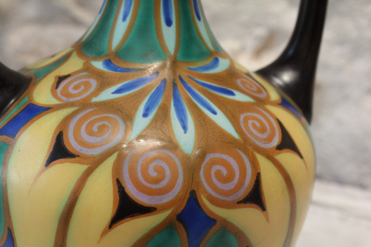 Two-handled Vase In Glazed Ceramic, Holland, Circa 1930 -photo-2