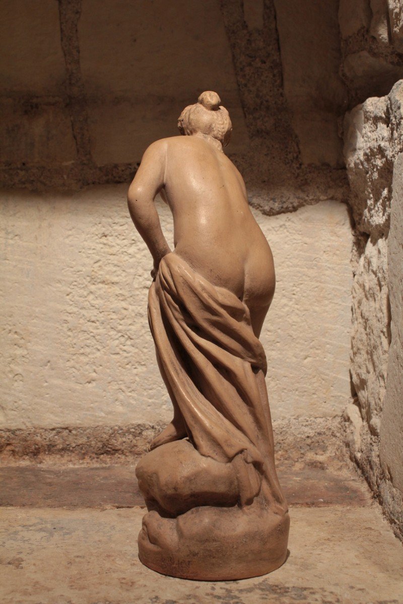 Terracotta Sculpture 'venus In The Bath' Or 'bather' After Christophe Allégrain-photo-3