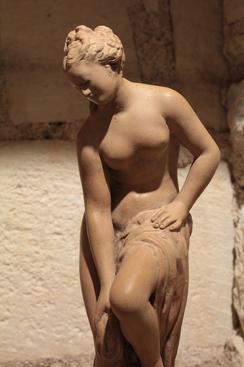 Terracotta Sculpture 'venus In The Bath' Or 'bather' After Christophe Allégrain-photo-2