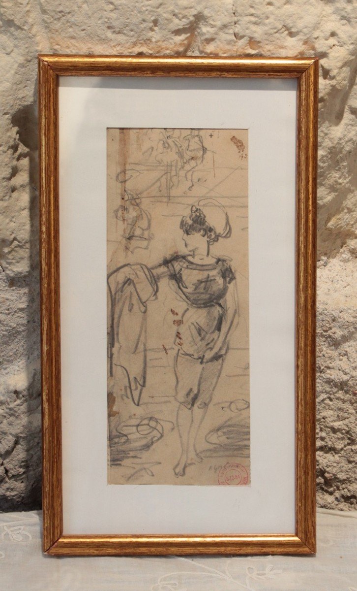 Drawing 'woman In Bathing Costume' Alfred Grévin (1827-1892)-photo-2