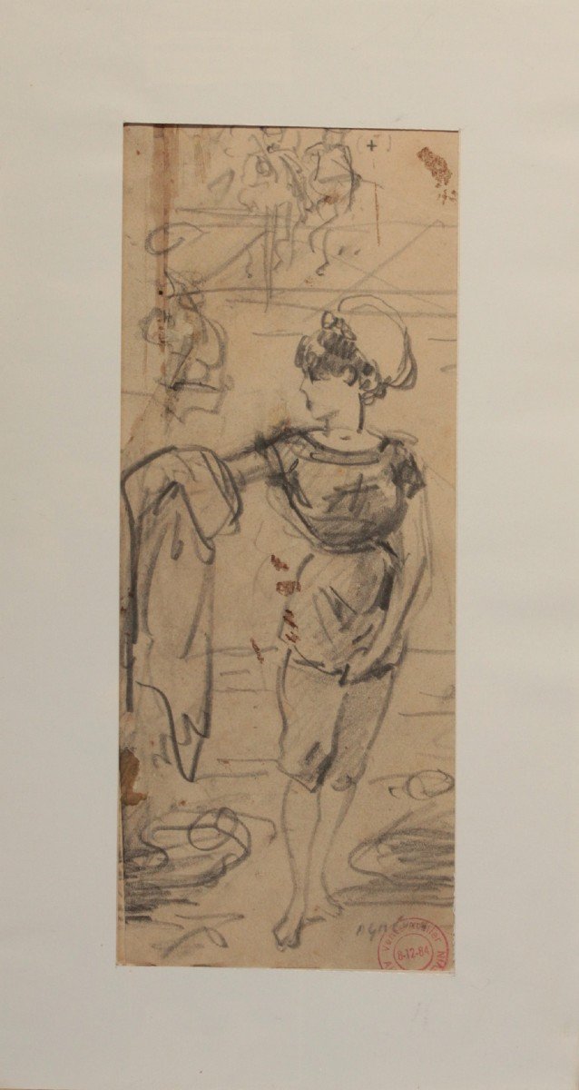 Drawing 'woman In Bathing Costume' Alfred Grévin (1827-1892)-photo-3