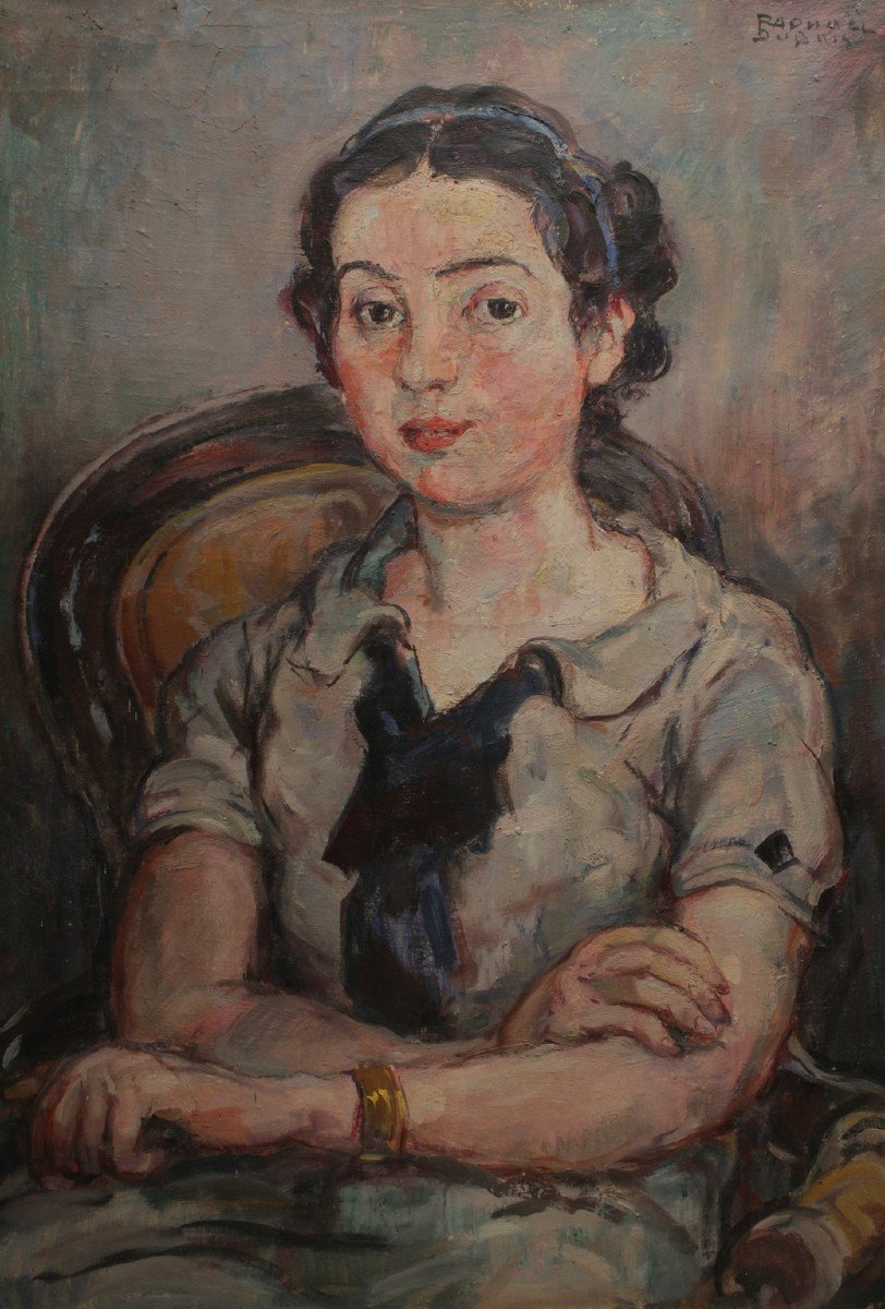 Oil Painting On Canvas 'portrait Of A Young Girl' Raphaël Dubois (1888-1960)-photo-2