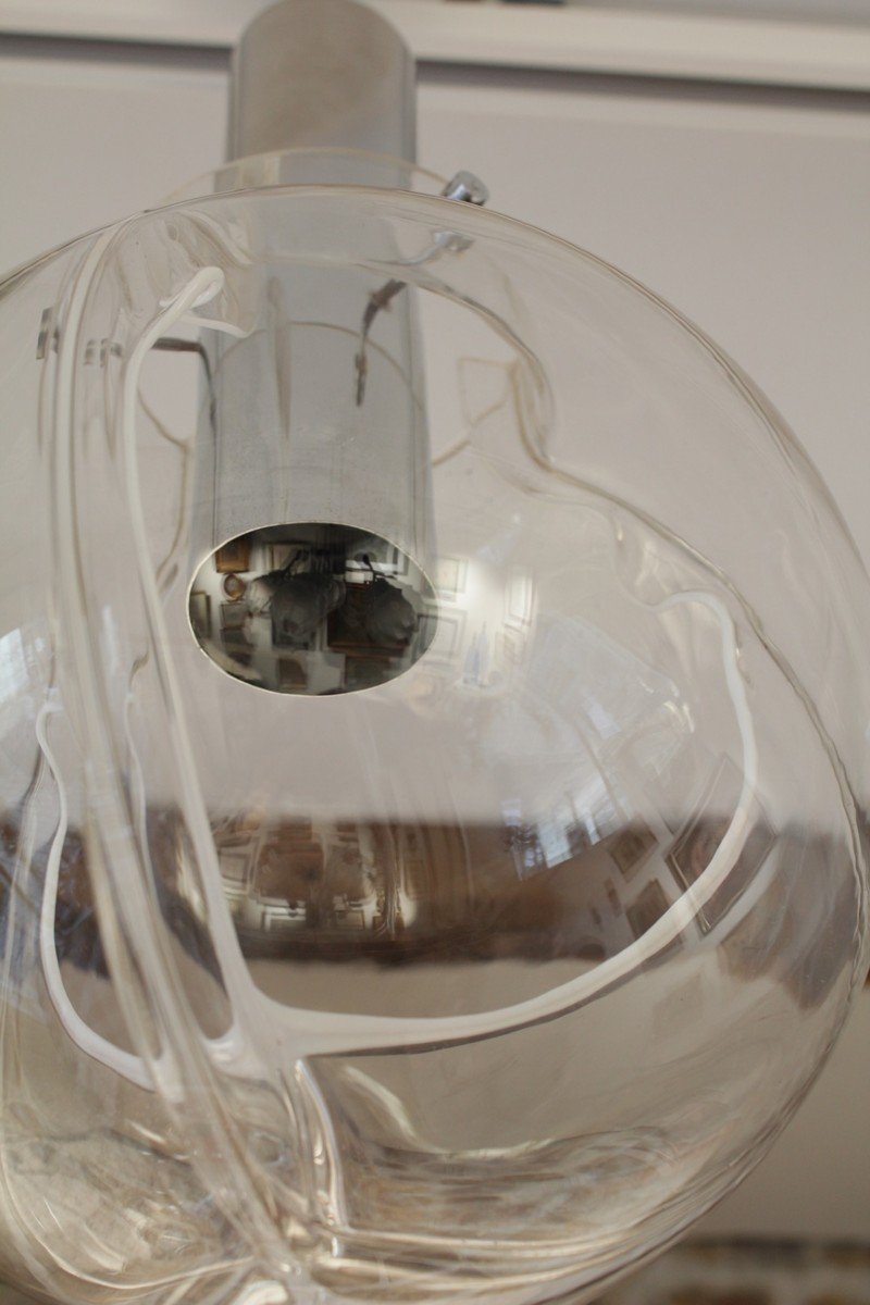 Murano Blown Glass Pendant Light 'membrane' Model Toni Zuccheri For Venini Circa 1960-photo-3