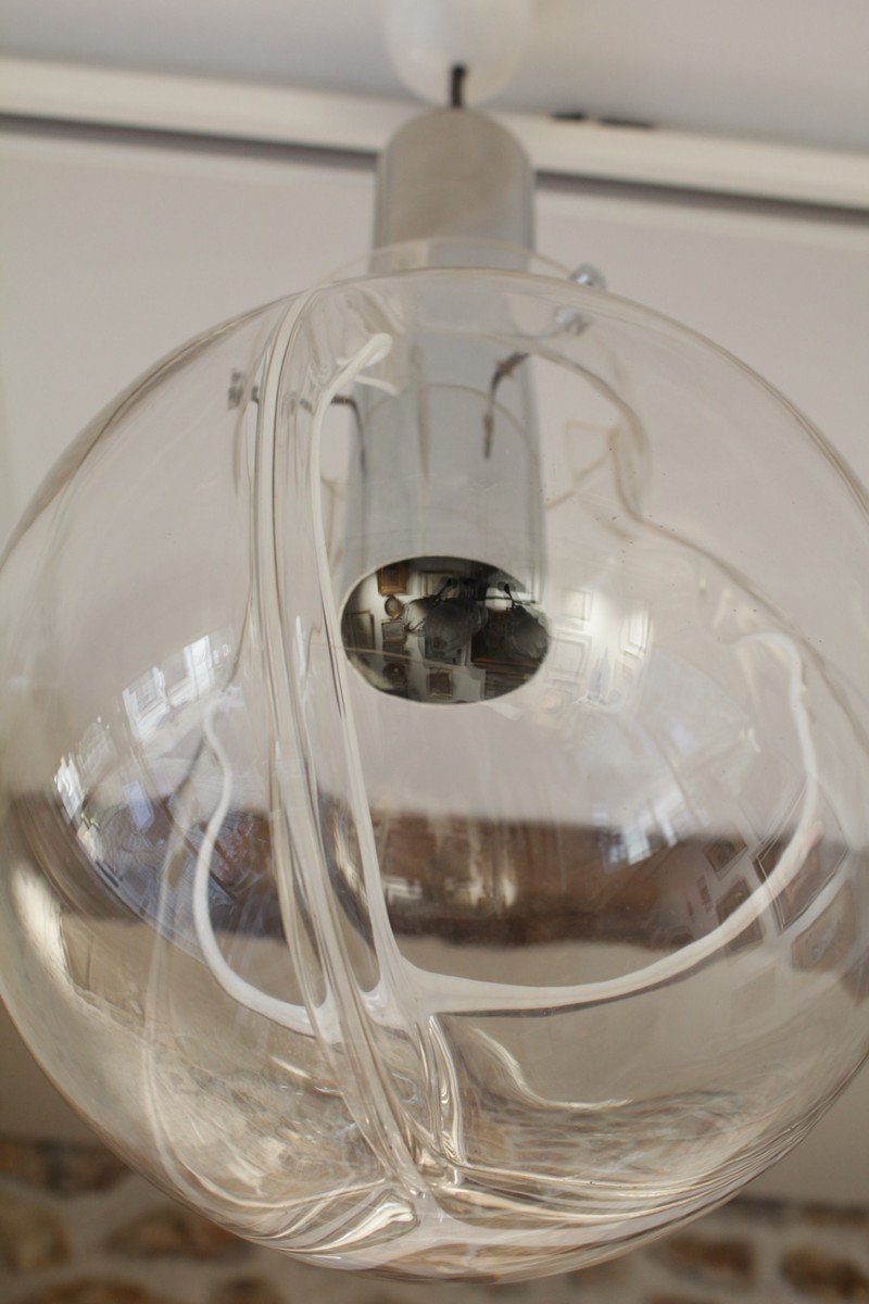 Murano Blown Glass Pendant Light 'membrane' Model Toni Zuccheri For Venini Circa 1960-photo-2