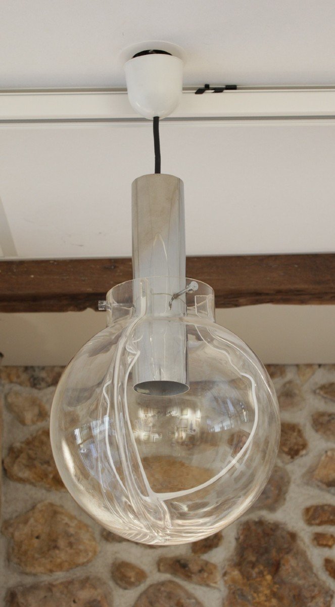 Murano Blown Glass Pendant Light 'membrane' Model Toni Zuccheri For Venini Circa 1960