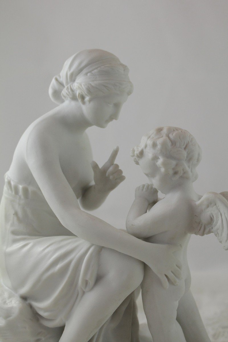 Sculpture En Biscuit De Porcelaine 'la Leçon à l'Amour' 19ème Siècle-photo-3