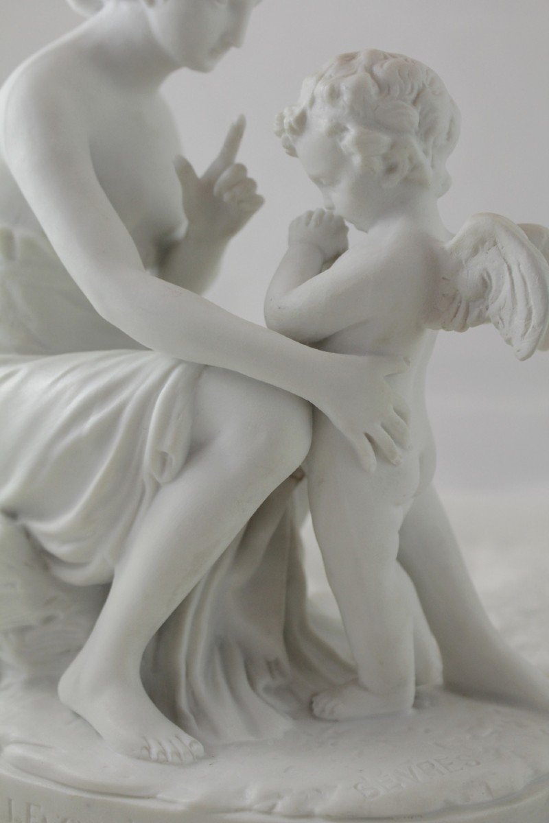 Sculpture En Biscuit De Porcelaine 'la Leçon à l'Amour' 19ème Siècle-photo-4