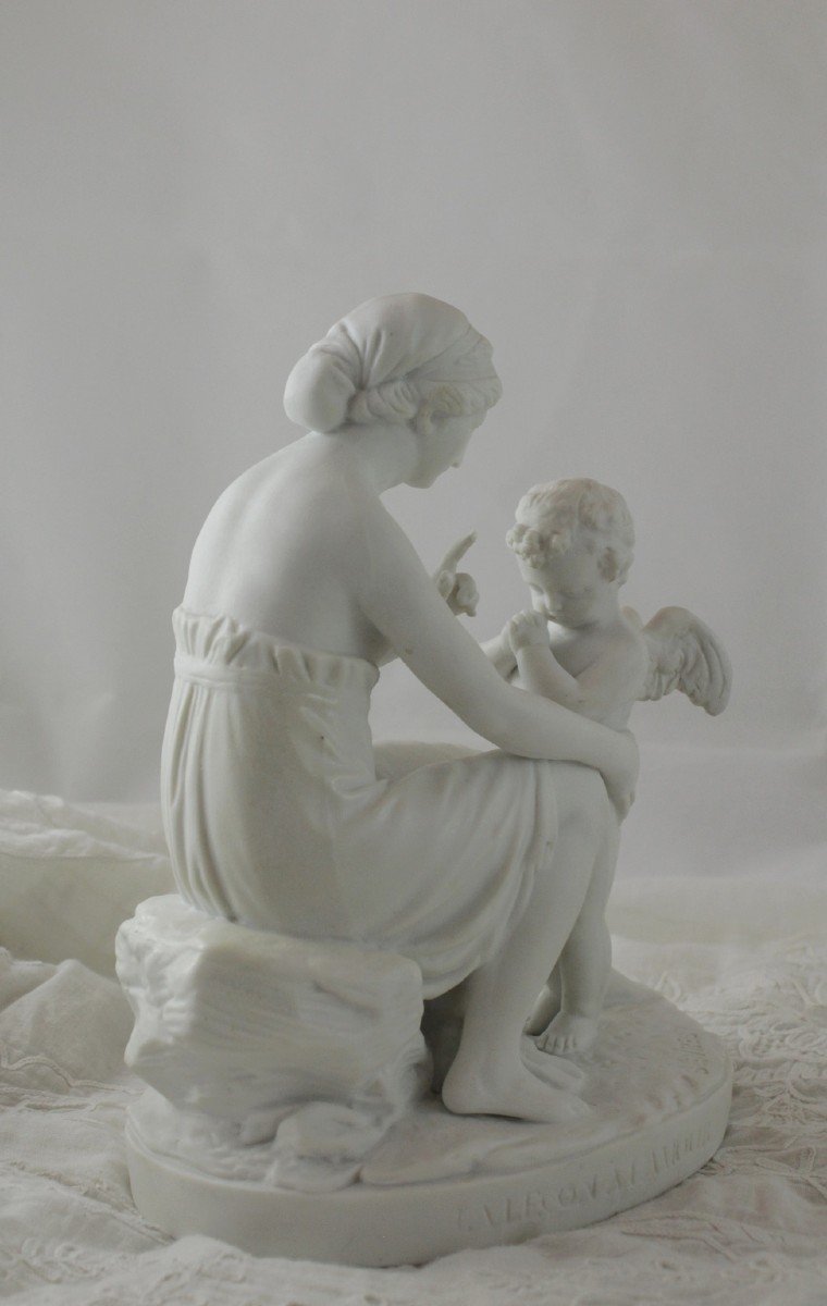 Sculpture En Biscuit De Porcelaine 'la Leçon à l'Amour' 19ème Siècle-photo-2