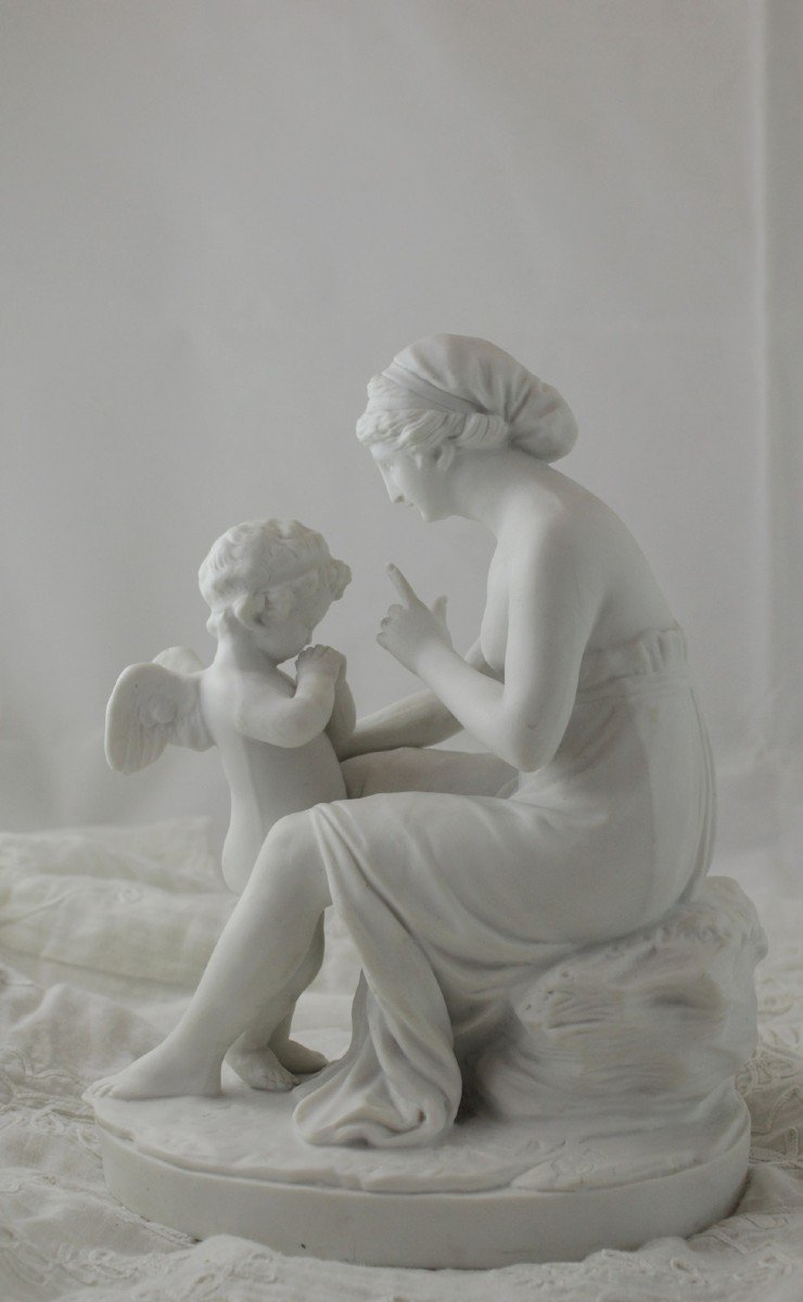 Sculpture En Biscuit De Porcelaine 'la Leçon à l'Amour' 19ème Siècle-photo-4