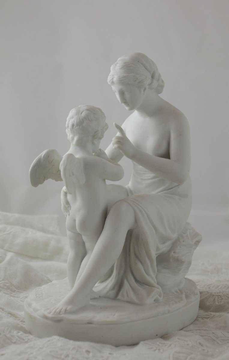 Sculpture En Biscuit De Porcelaine 'la Leçon à l'Amour' 19ème Siècle-photo-6